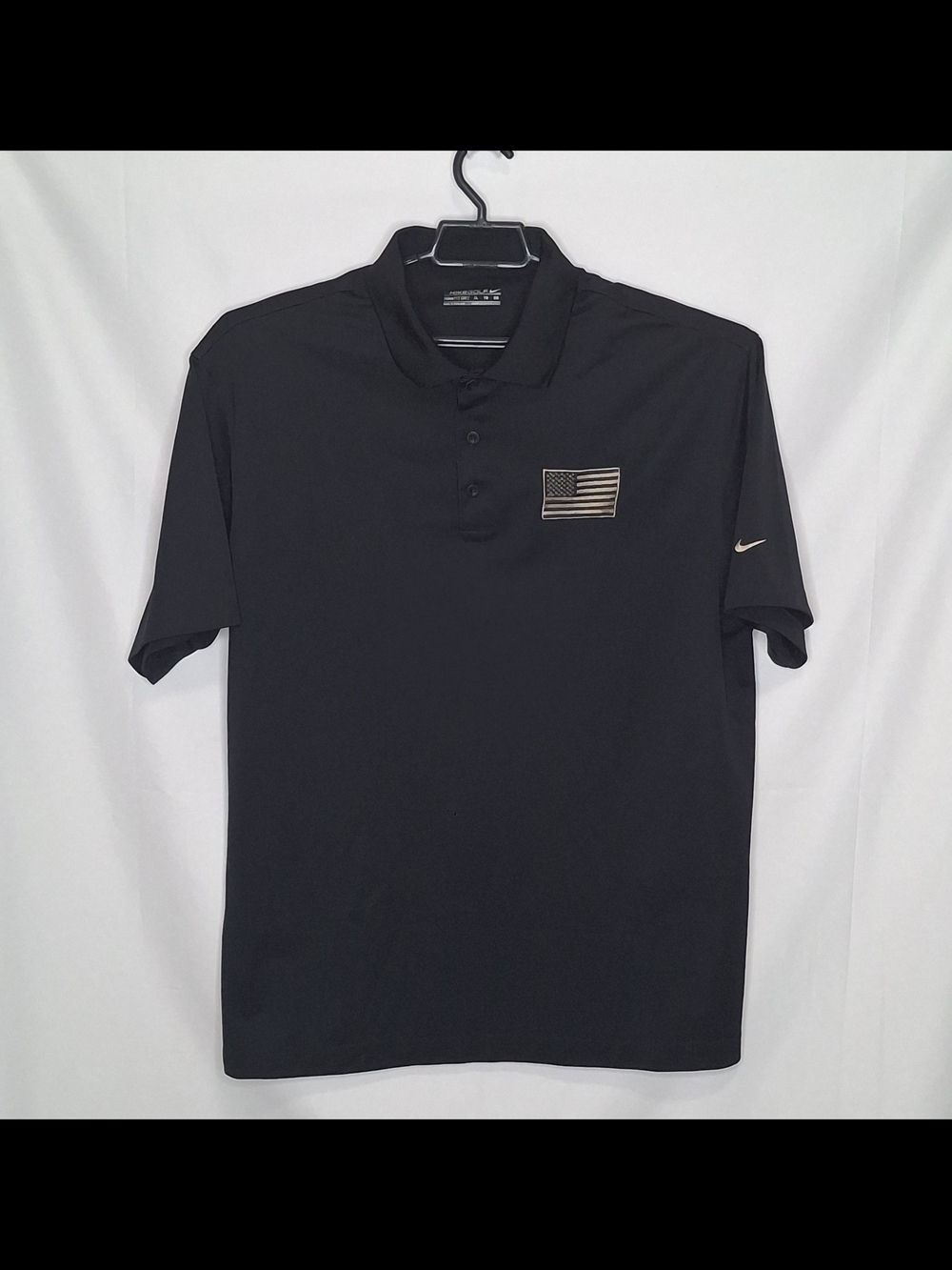 Nike Men's Black Dri-FIT Polo with Flag Patch Size XL - Picture 13 of 13